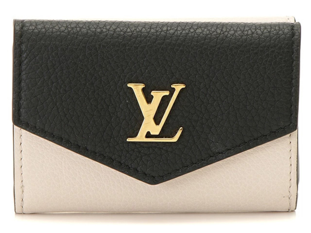 LOUIS VUITTON Portefeuille Lock Grained Calf Leather Noir Black Creame